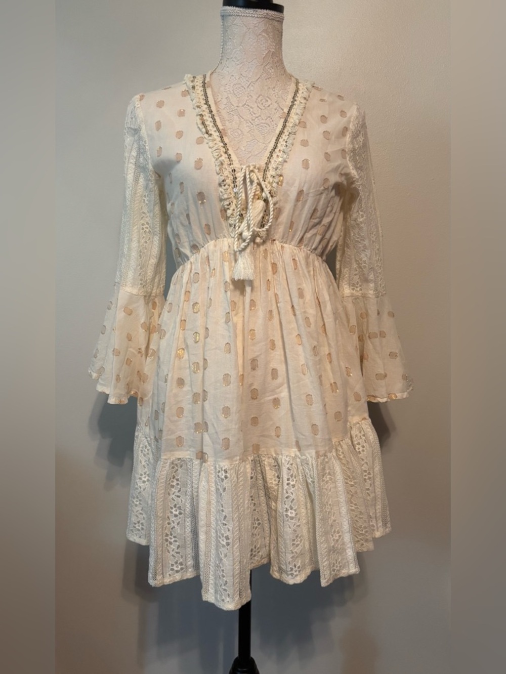 Ivory with shimmery Gold Swim suit Cover Up Dress